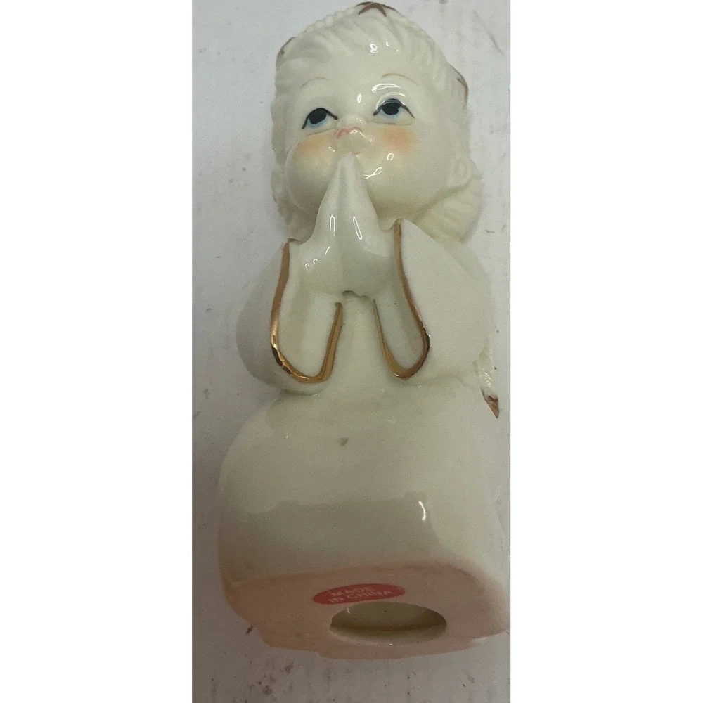 Vintage Nativity Set Porcelain Gold Trim 3pc Christmas Decor Small
